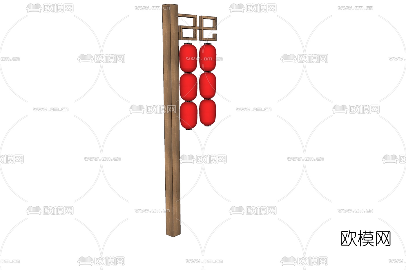 新中式灯笼路灯免费su模型下载