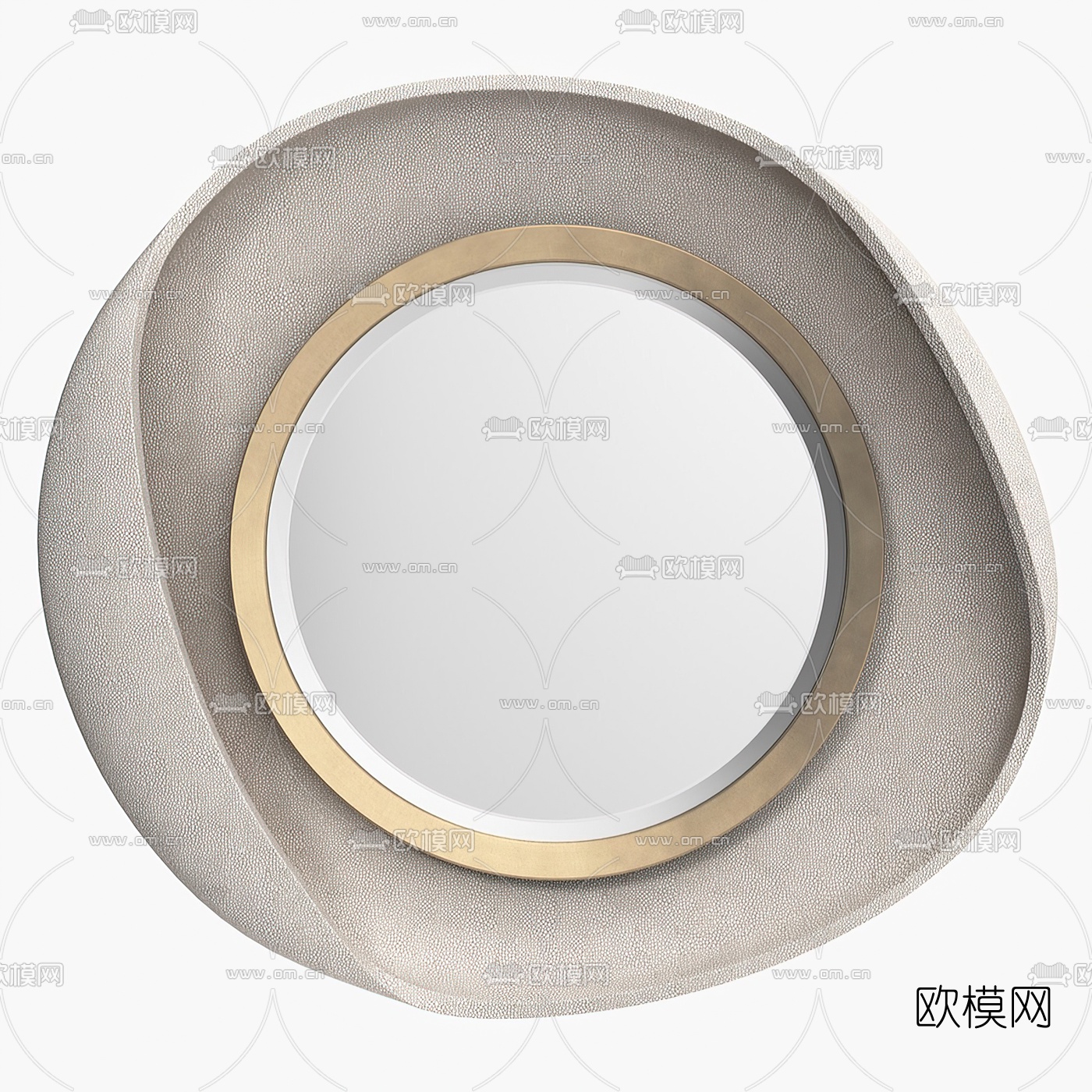 现代皮革装饰镜子3d模型下载（渲染图1）
