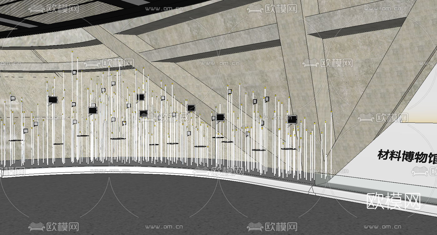 现代少年宫博物馆su模型下载（渲染图5）