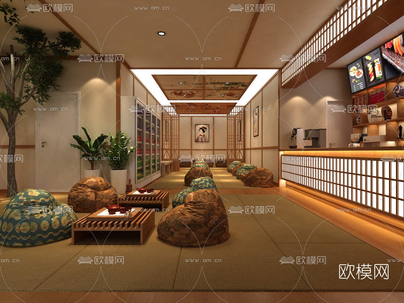 日式汤泉洗浴中心免费3d模型下载（渲染图1）