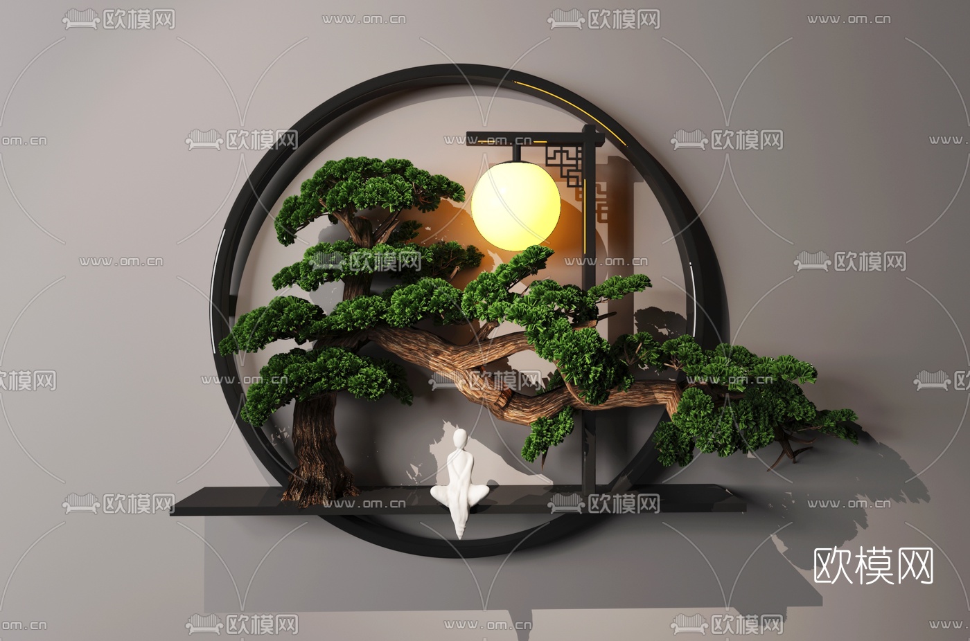 新中式禅意墙饰挂件3d模型