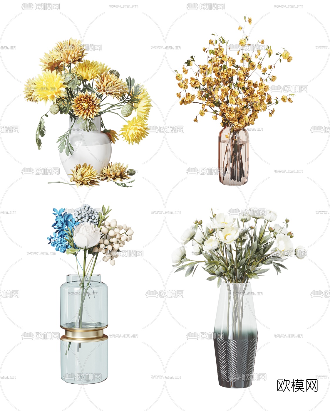 现代花艺花瓶3d模型
