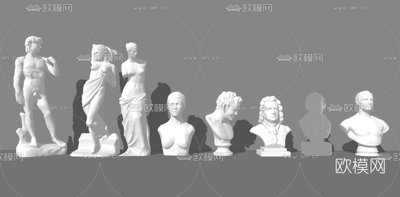 欧式人物雕塑石膏像su模型下载