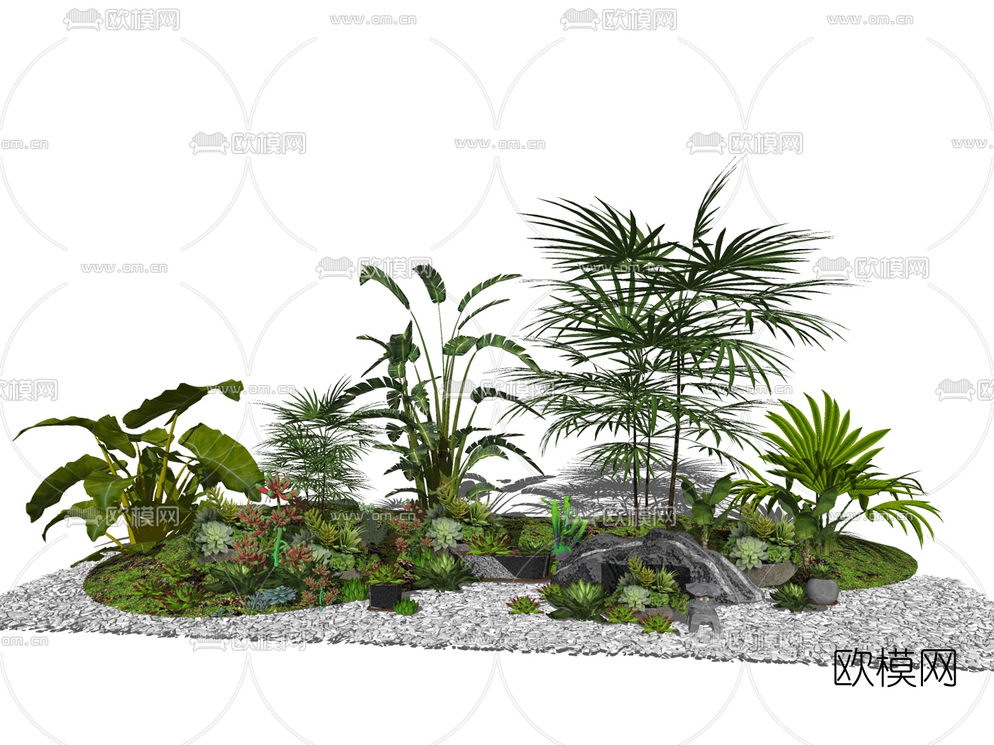 现代灌木绿植景观小品su模型