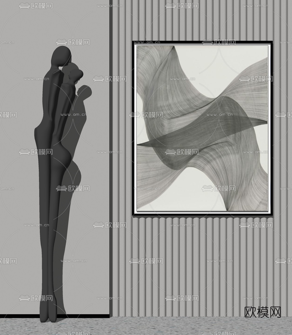 现代抽象人物雕塑su模型