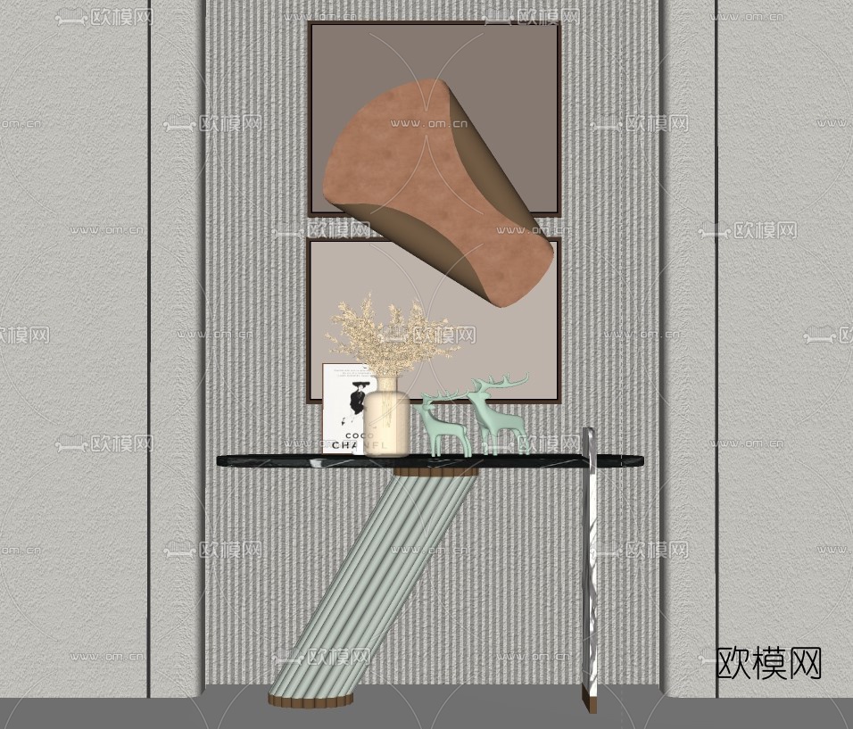 现代轻奢端景台su模型