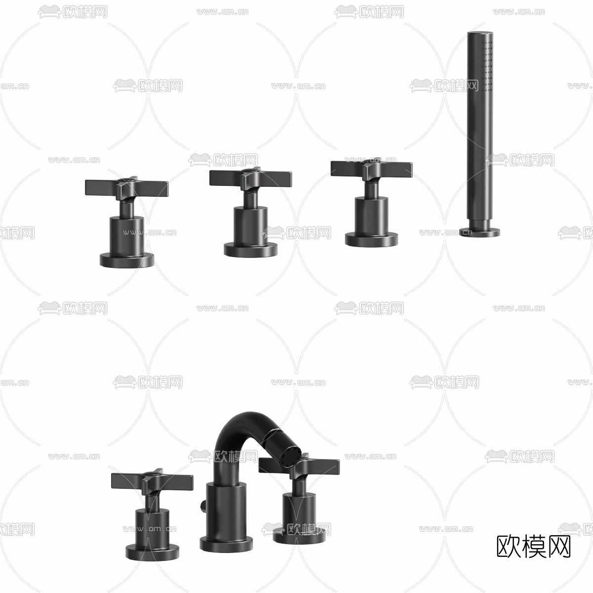 现代花洒开关水龙头3d模型下载（渲染图3）