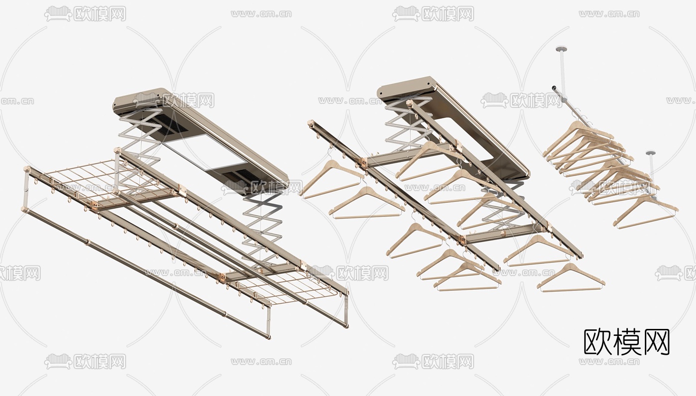 现代伸缩阳台晾衣架3d模型