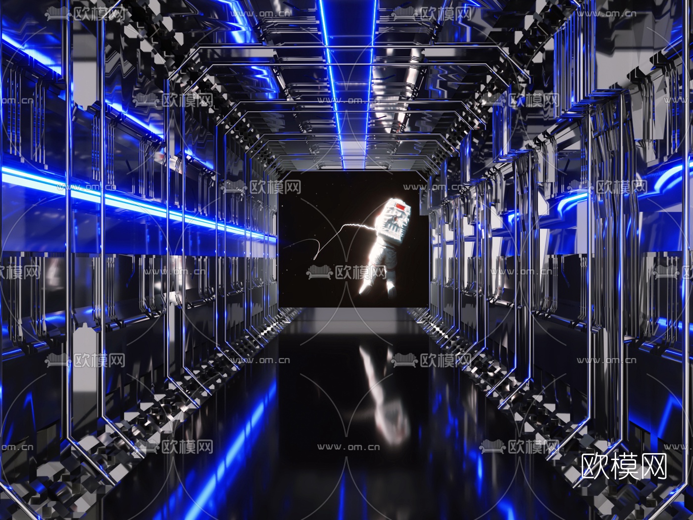 工业风酒吧走廊过道3d模型下载