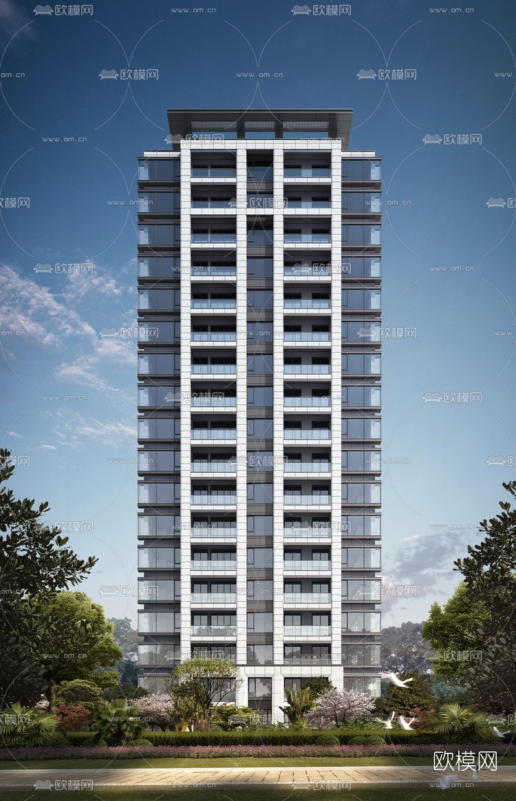 现代小区规划鸟瞰su模型下载（渲染图3）