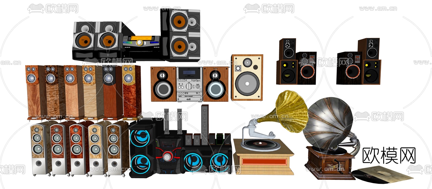 现代音响su模型下载（渲染图1）