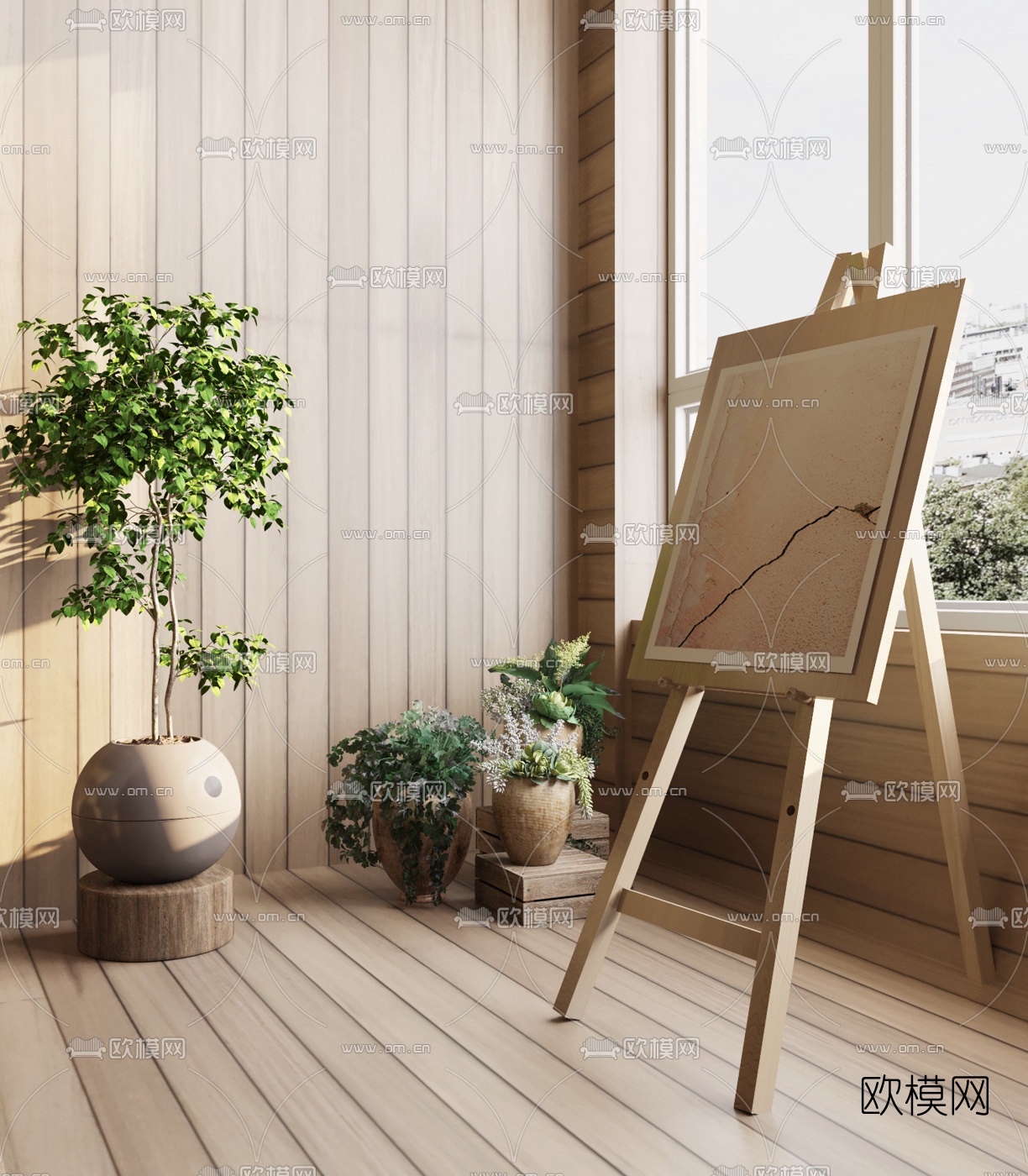 现代调节式画架3d模型下载