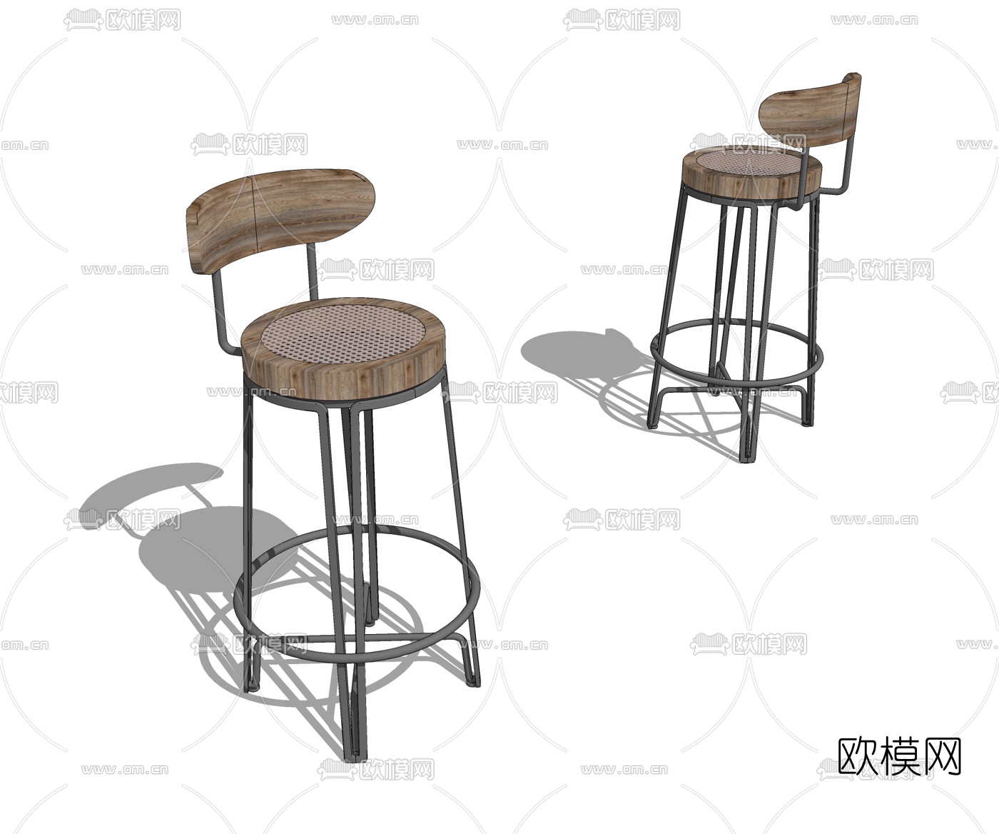 工业风金属吧台椅su模型下载
