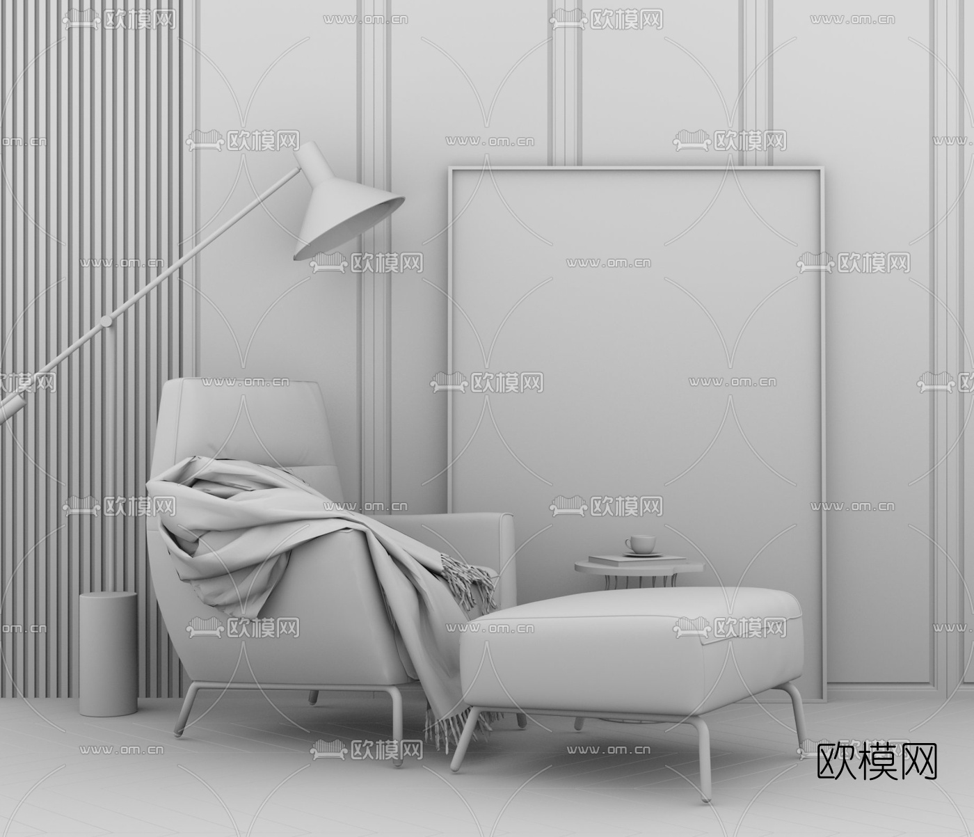 现代布艺单人沙发su模型下载（渲染图3）