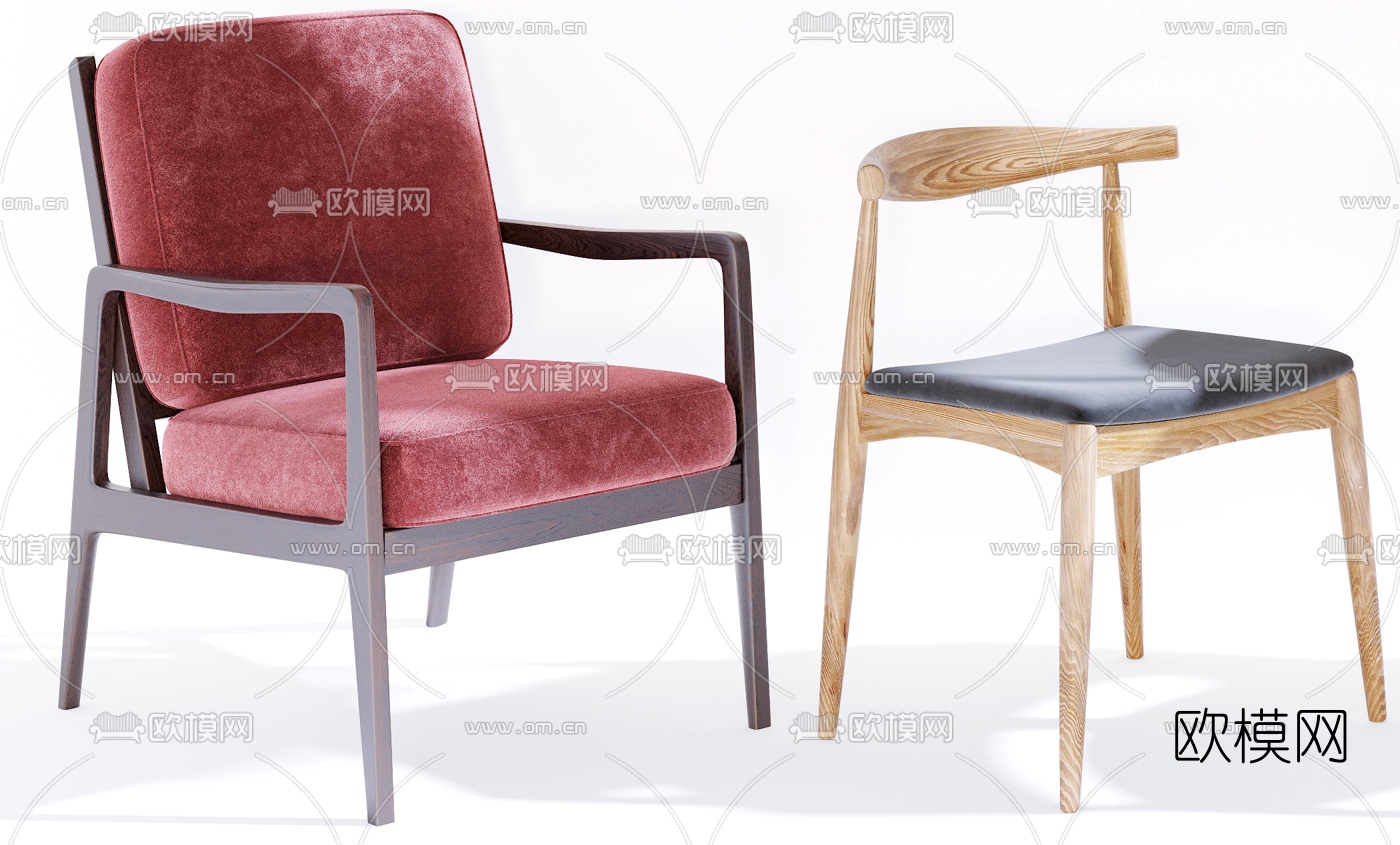 现代布艺休闲椅3d模型下载（渲染图5）