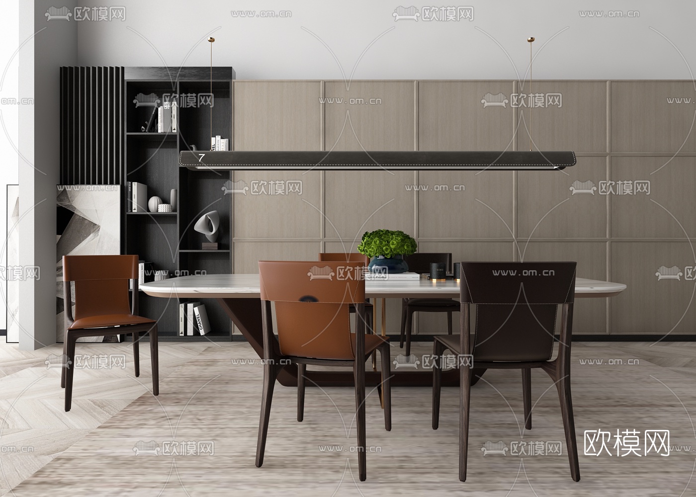 现代大理石餐桌椅3d模型下载