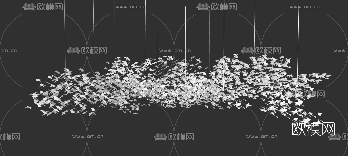 现代水晶装饰灯su模型下载（渲染图2）