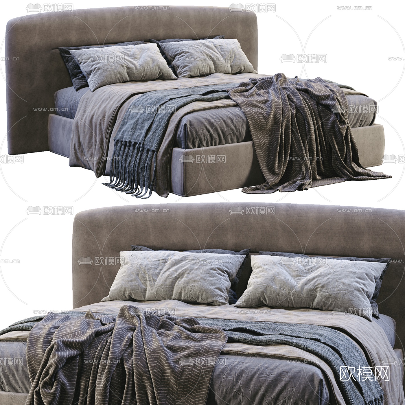 FLEXFORM 布艺双人床3d模型下载（渲染图1）