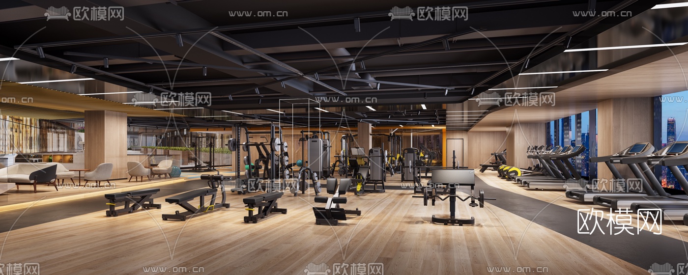 现代健身房3d模型