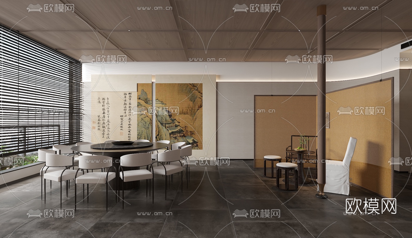 中式餐厅包间3d模型