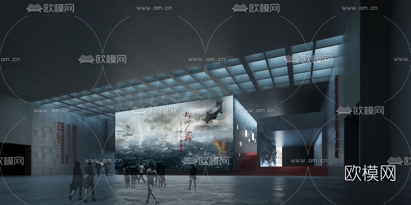 现代抗日展馆博物馆3d模型