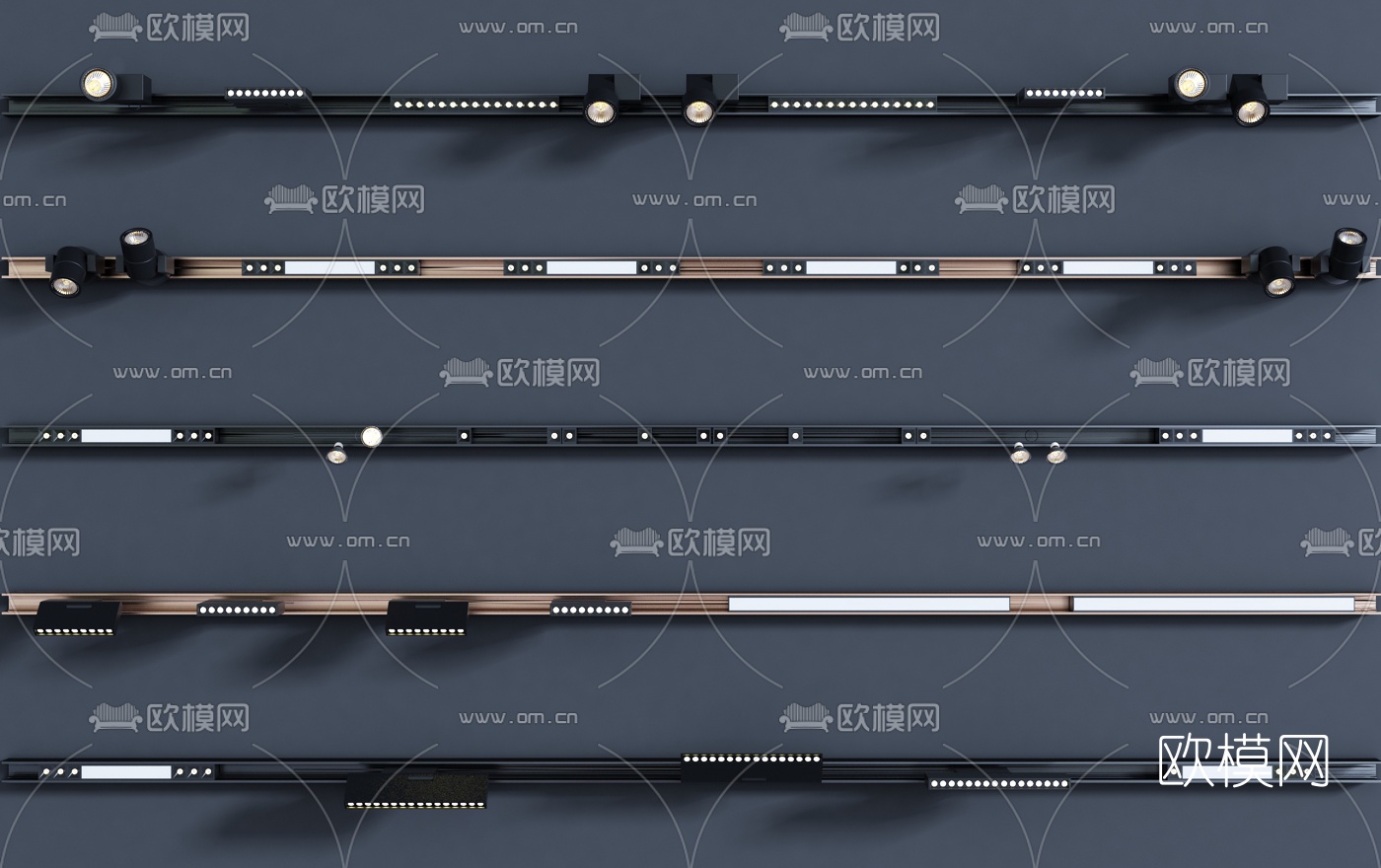 现代轨道磁吸灯射灯3d模型下载