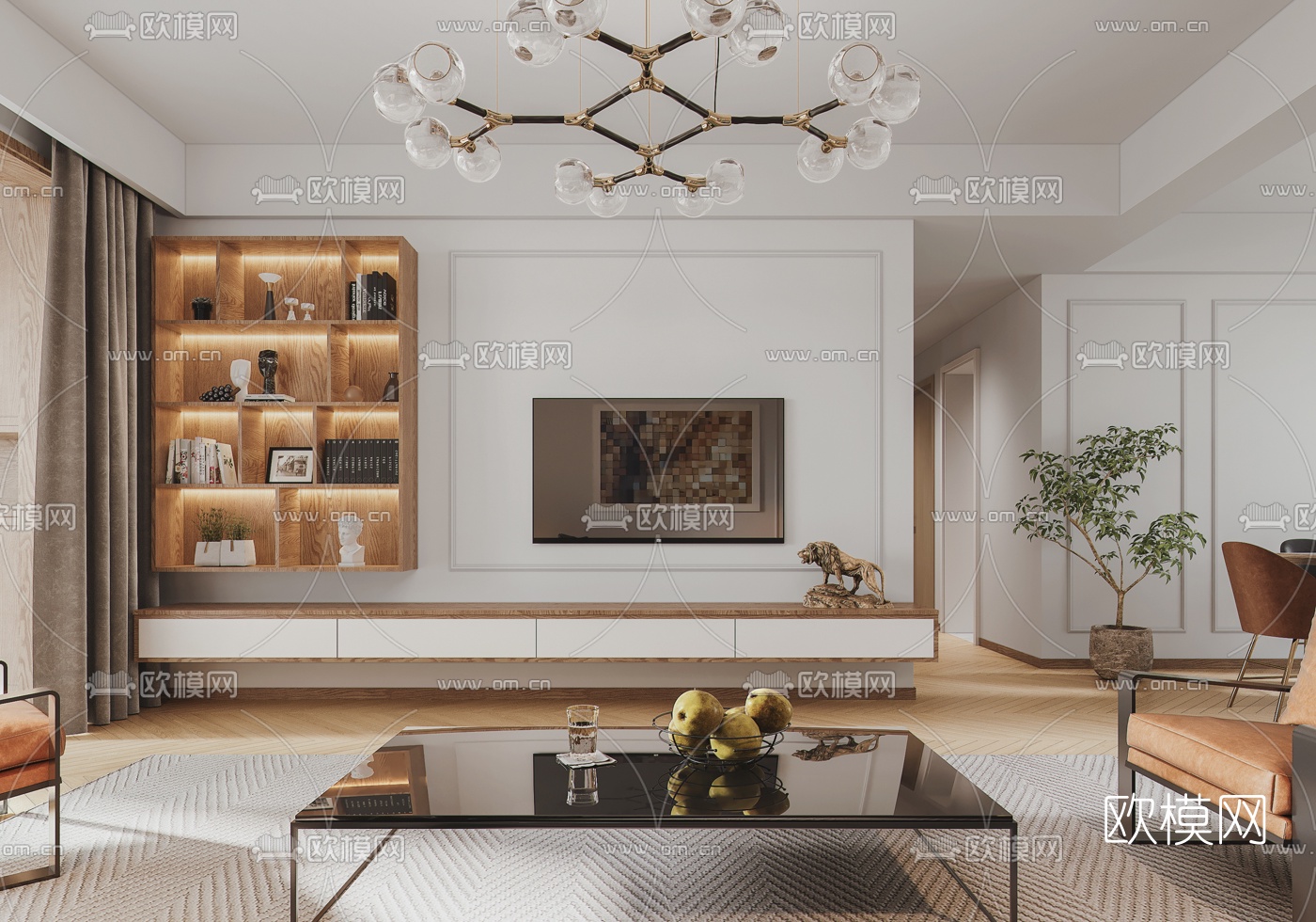 北欧简约客厅餐厅3d模型