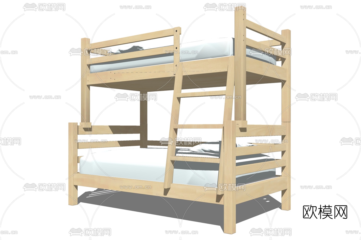 北欧上下铺儿童床su模型下载