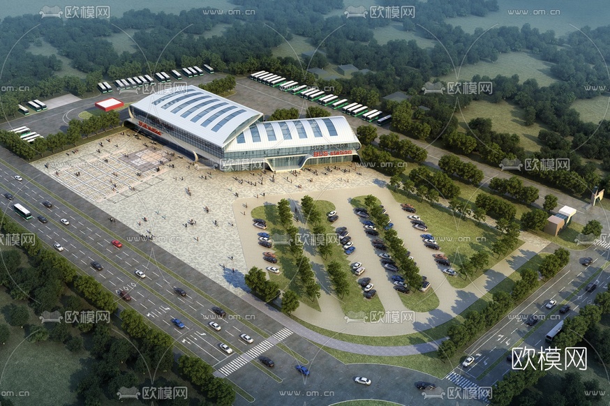 现代汽车客运站鸟瞰3d模型下载