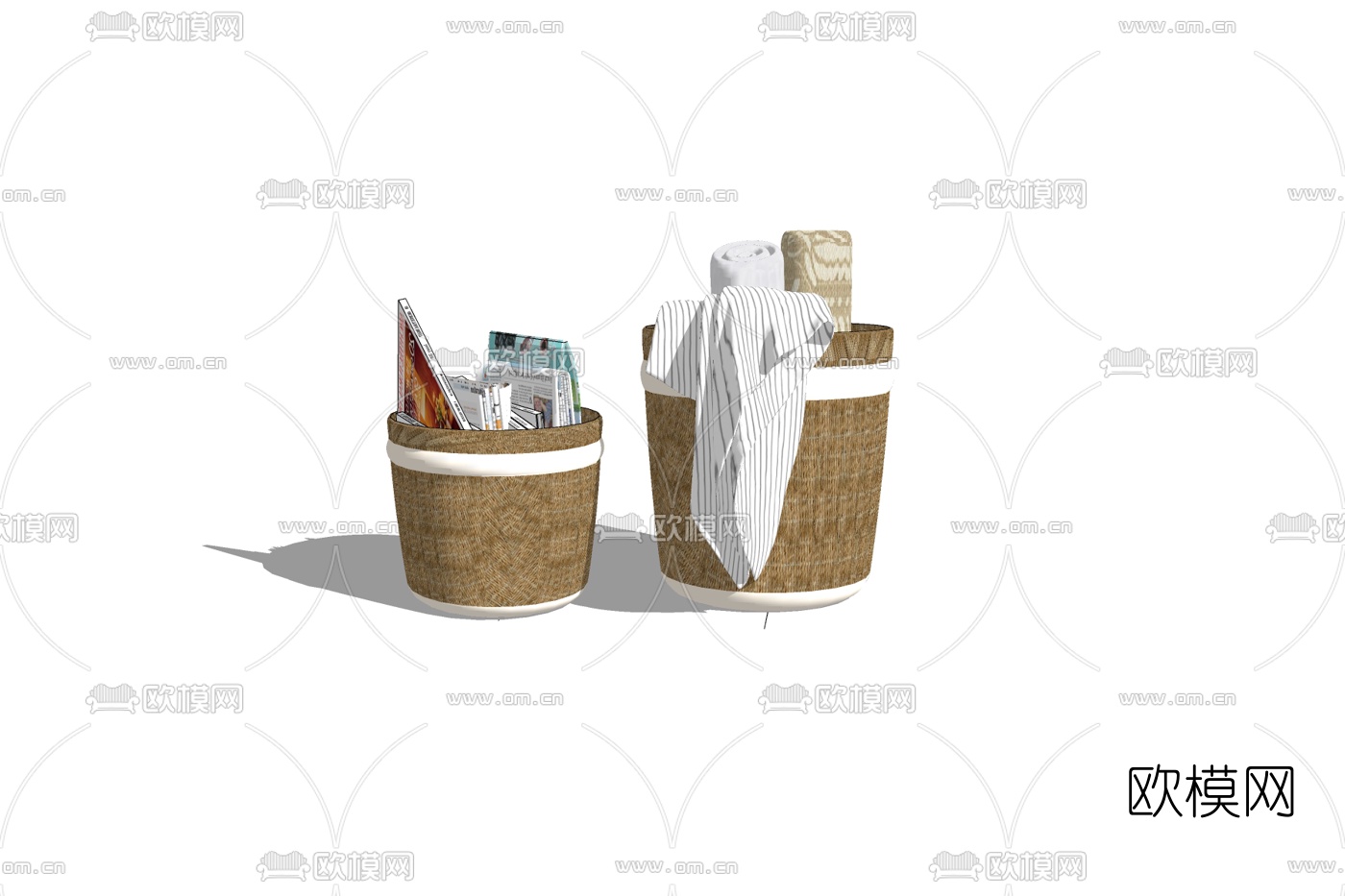 现代编织竹篓免费su模型下载