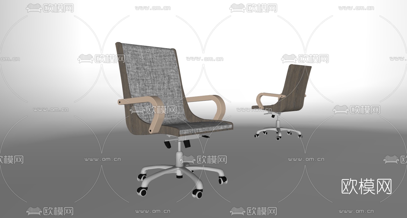 现代布艺办公椅su模型下载（渲染图2）