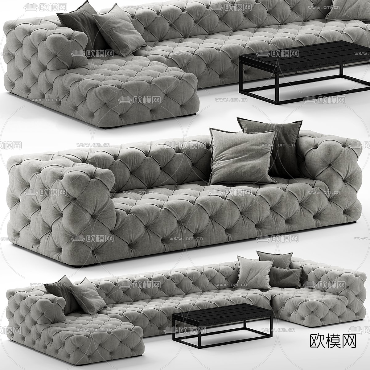 简欧布艺转角沙发3d模型