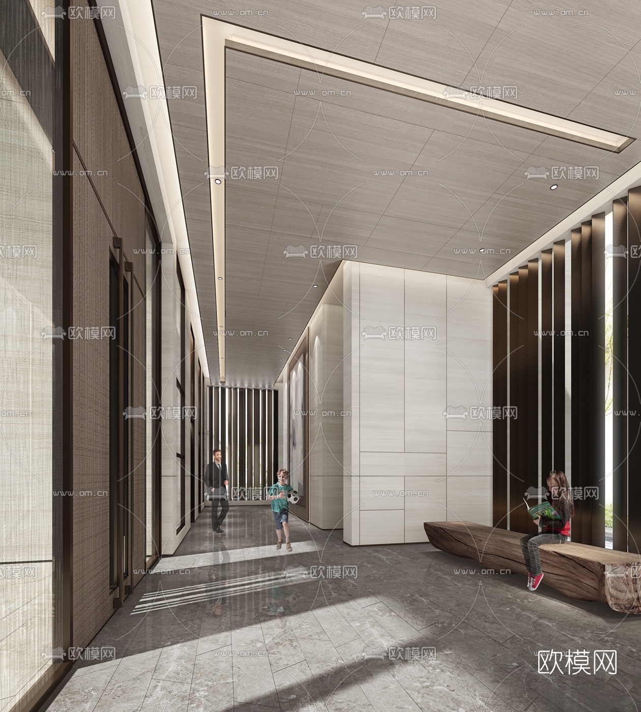 现代轻奢电梯厅3d模型