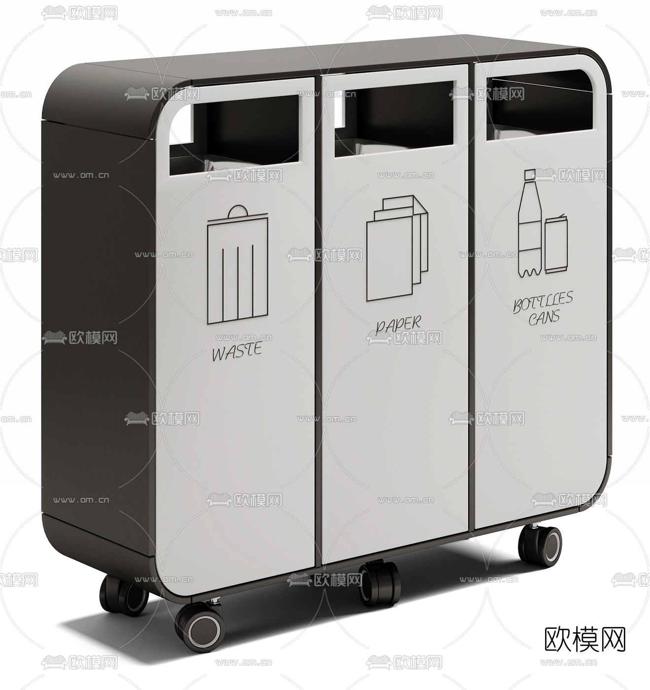 现代户外分类垃圾桶3d模型
