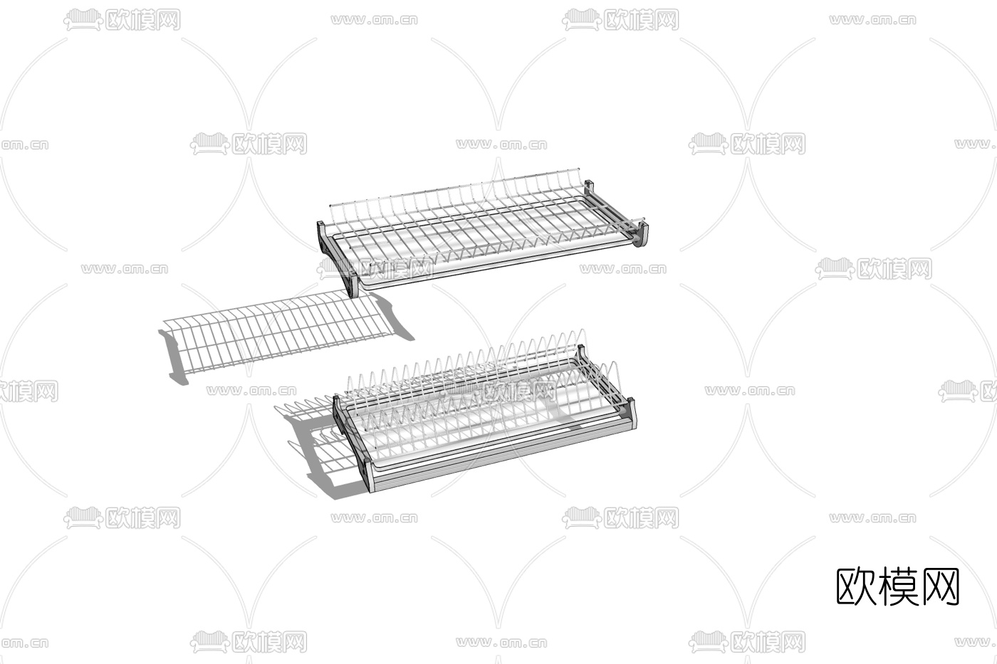 现代金属碗架免费su模型下载