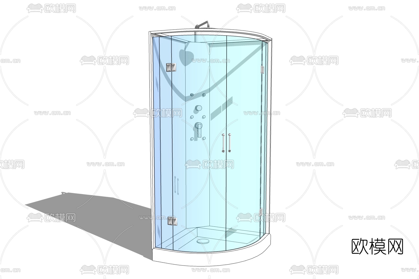 现代玻璃淋浴房免费su模型下载