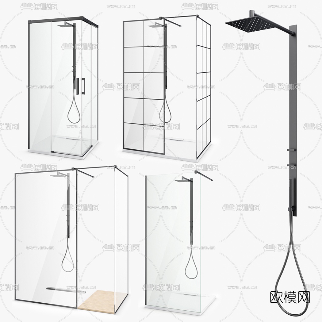 现代玻璃淋浴房3d模型下载