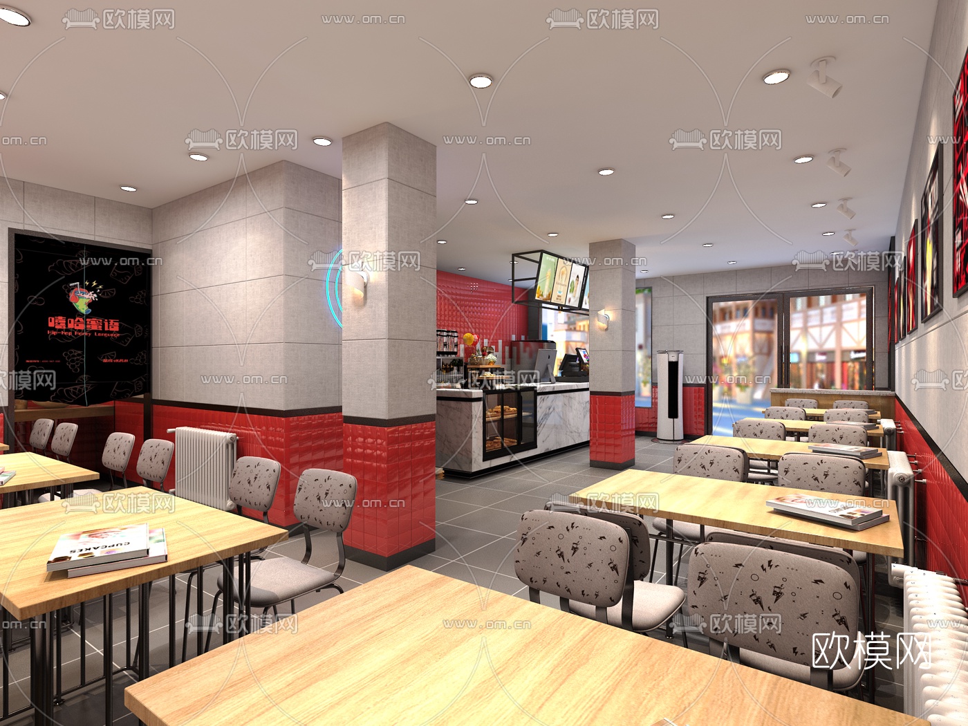 现代奶茶店免费3d模型下载（渲染图2）