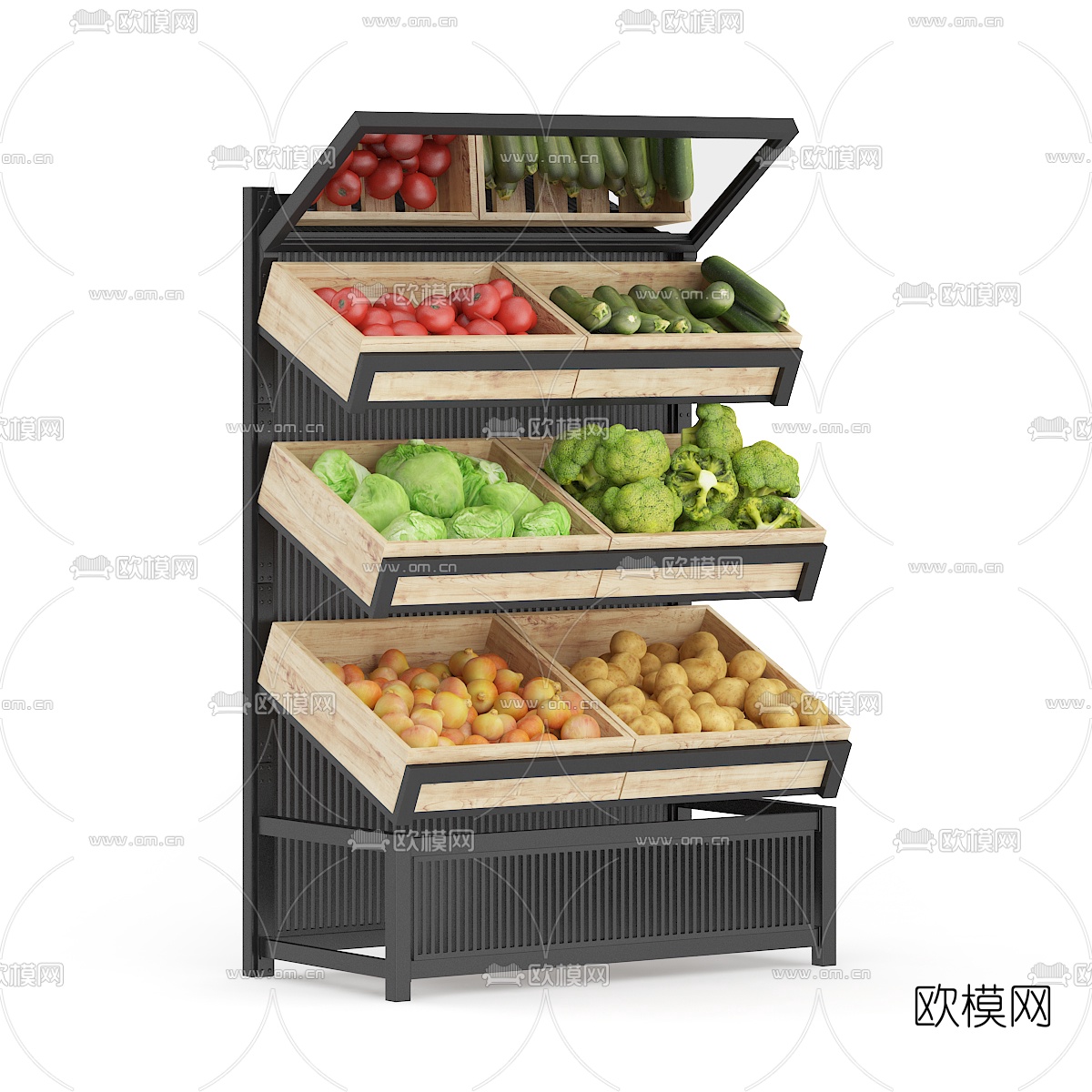 现代蔬菜展柜货架3d模型