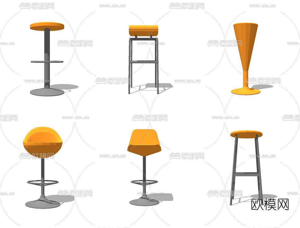 现代吧椅吧凳su模型下载