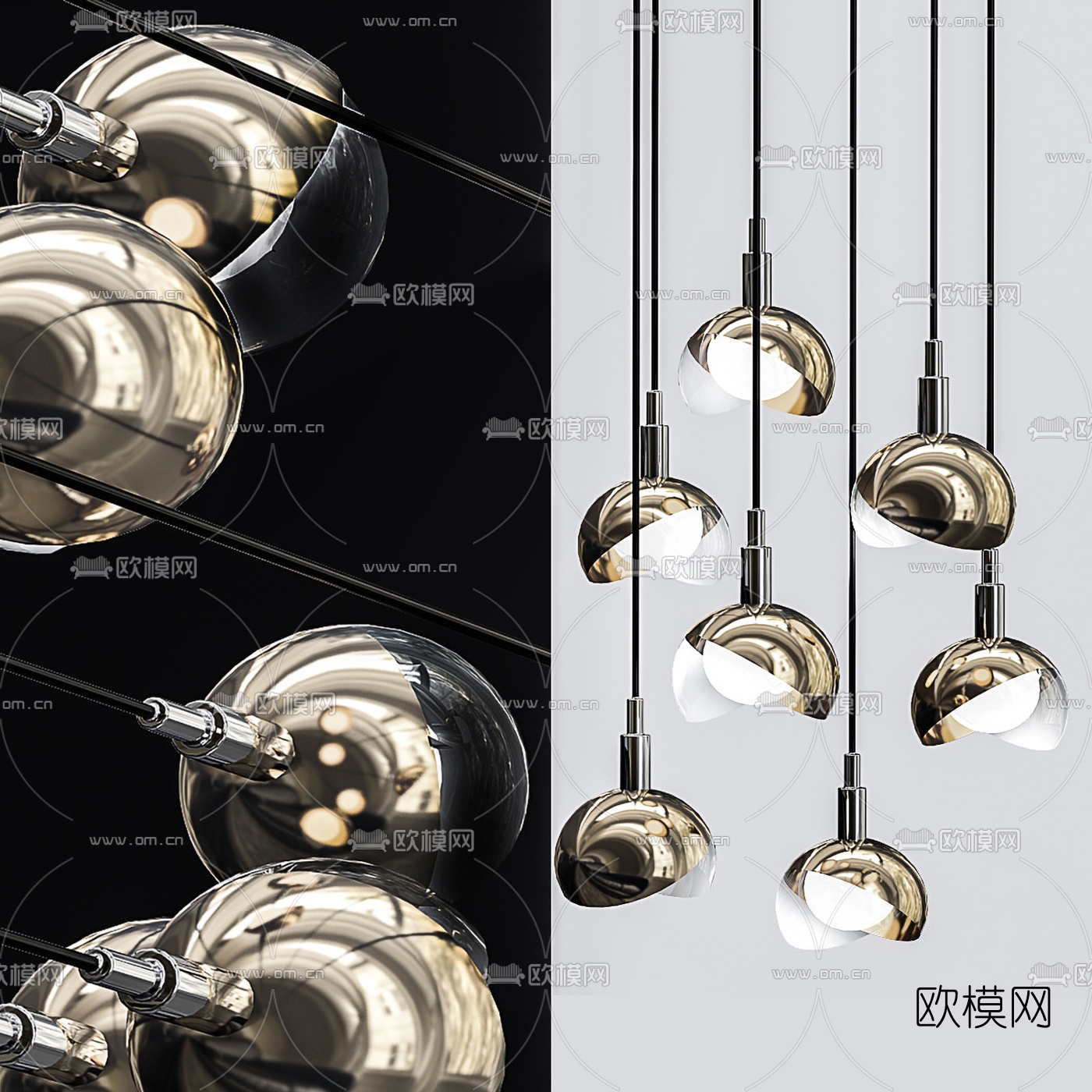 现代轻奢玻璃吊灯3d模型