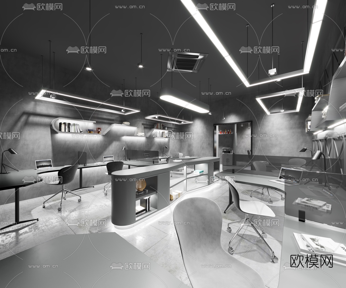 现代办公室办公区3d模型