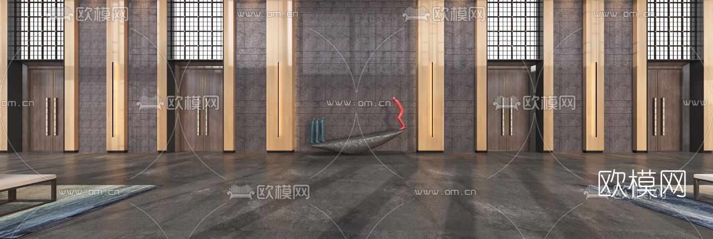 现代酒店会所大堂门厅3d模型