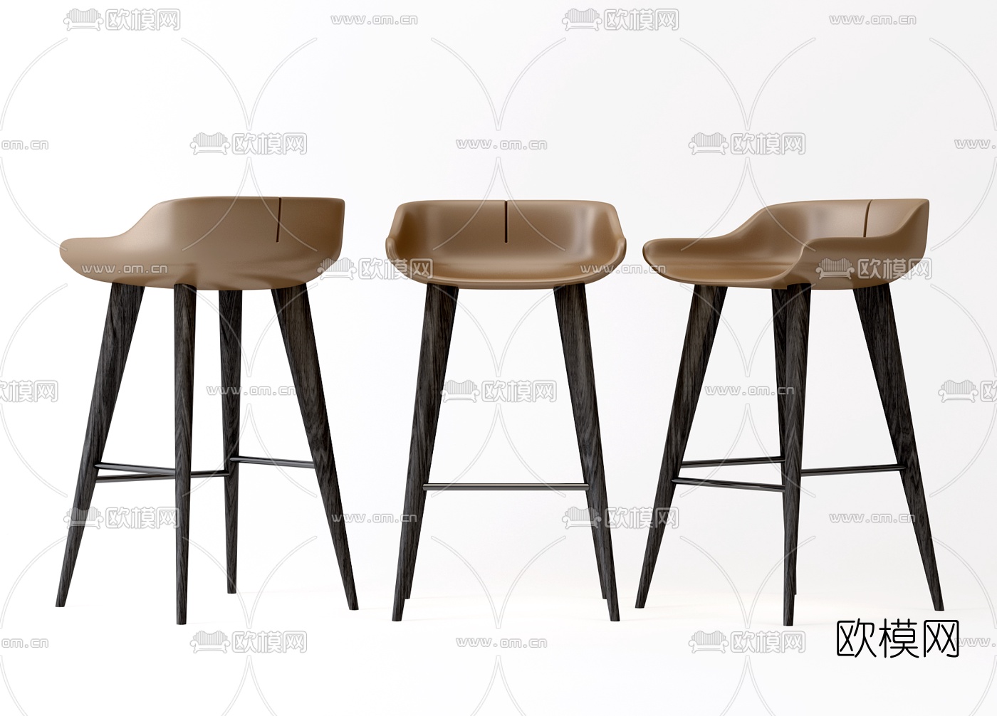 现代皮革吧台椅3d模型下载