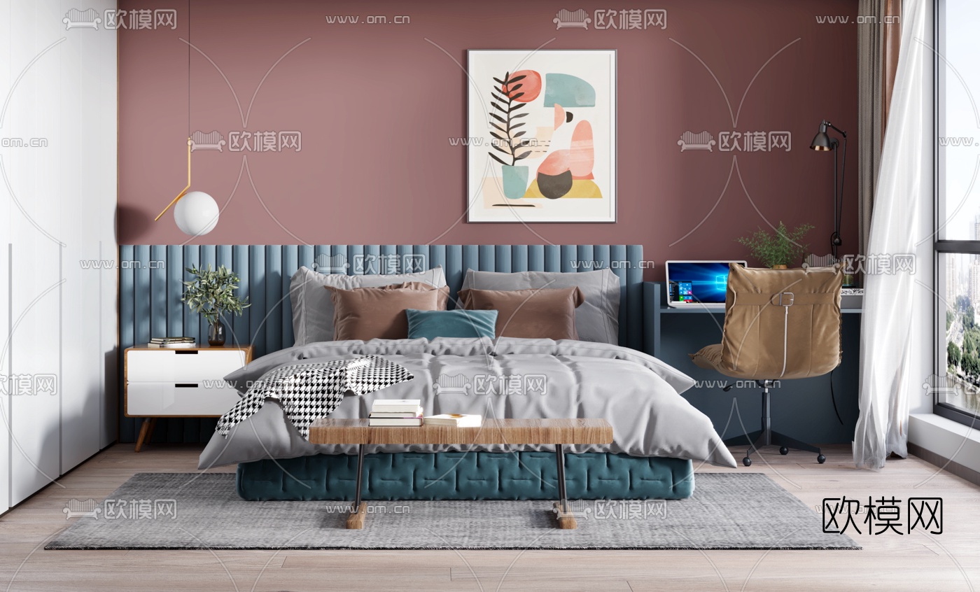 北欧卧室3d模型