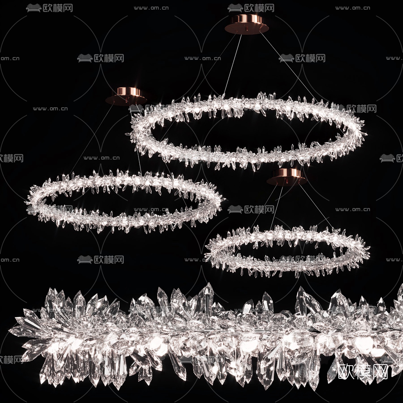 现代环形水晶吊灯3d模型下载