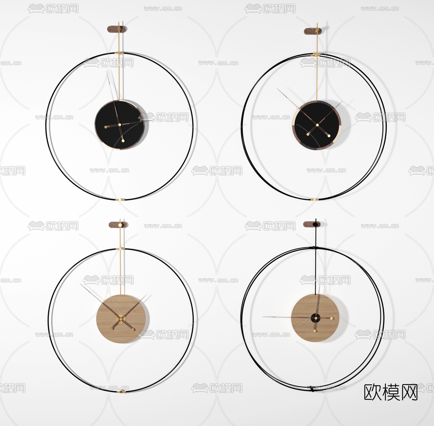 现代极简圆形挂钟3d模型下载