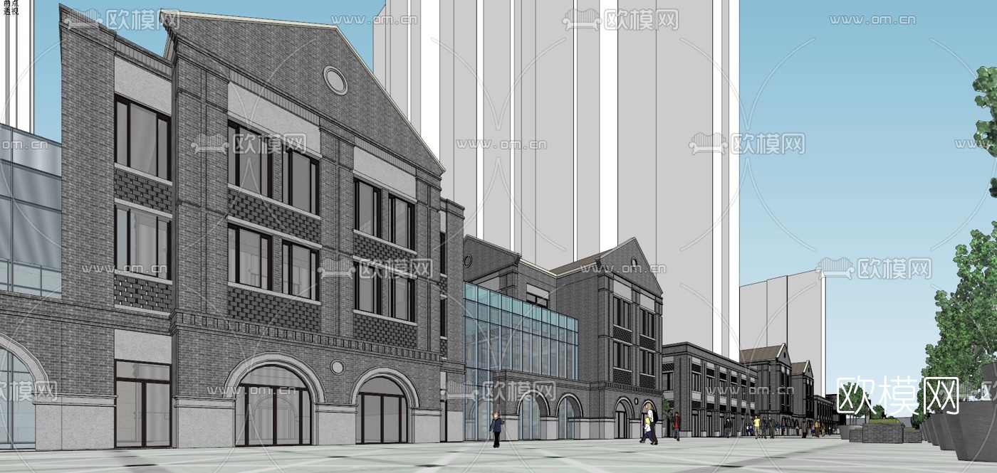 现代商业街su模型下载（渲染图3）