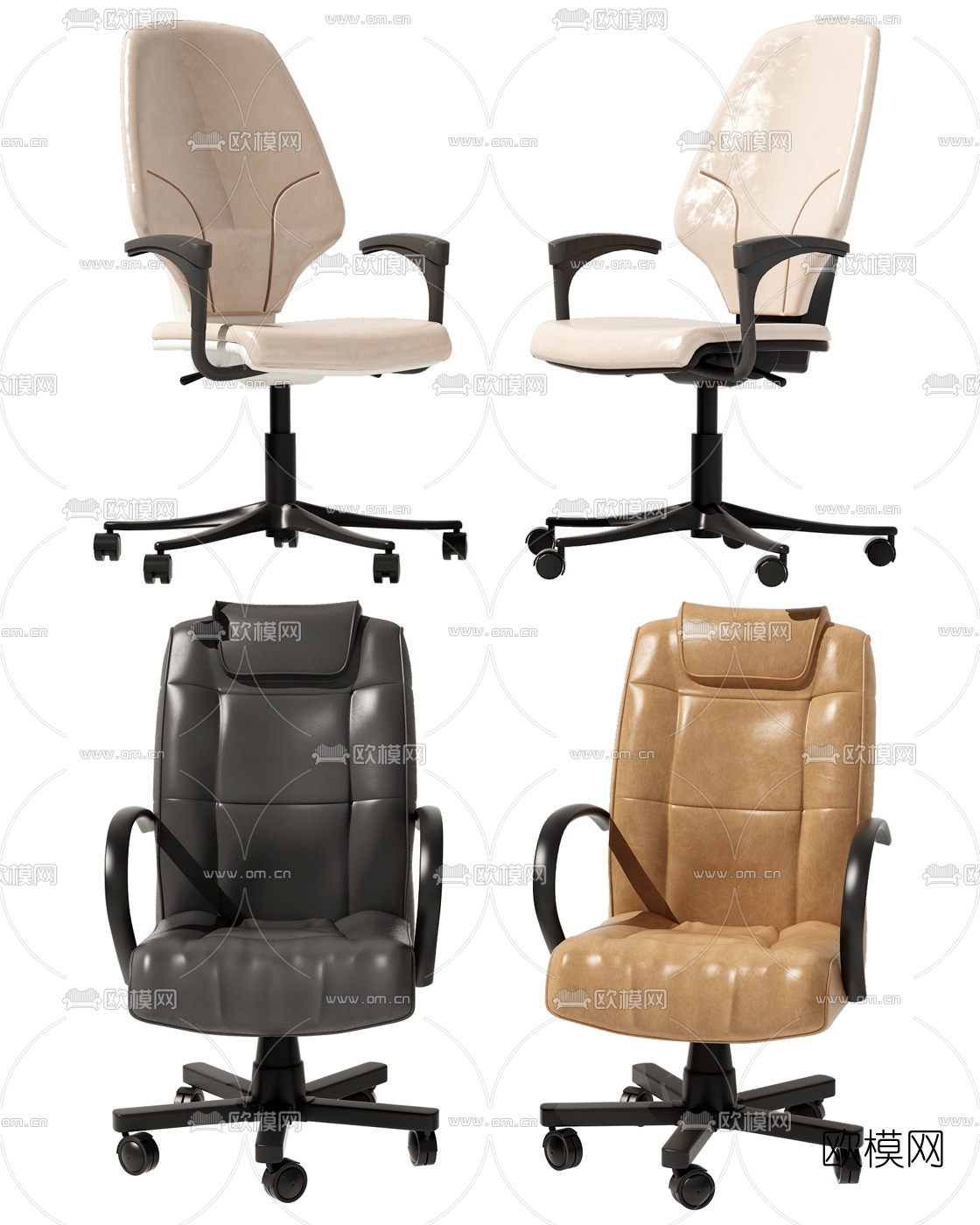 现代皮革办公椅转椅3d模型下载