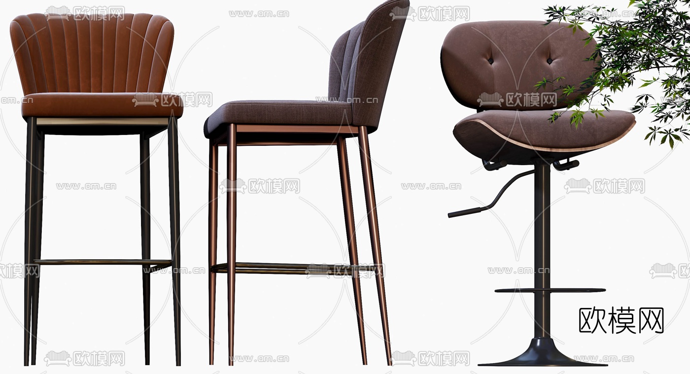 现代简约吧台椅3d模型下载（渲染图3）